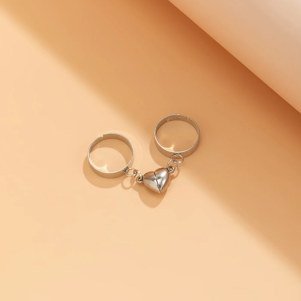 New Silver Couple Rings - Sun & Moon Adjustable Open Ring for Men & Women, Wedding & Fashion Jewelry Gift