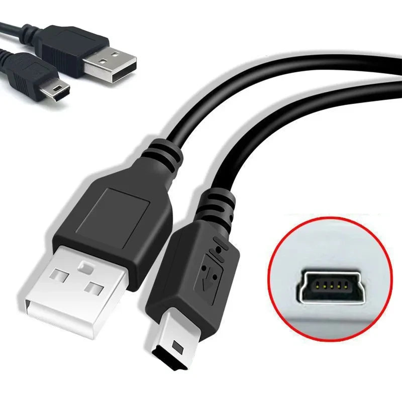 USB 2.0 Male A to Mini B 5-Pin Charging Cable for Digital Cameras Data Transfer & Power Cord Mini USB Charger Cable 1-5 Pack High Speed Sync Cable
