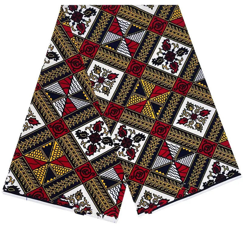 Cotton Batik Ankara Fabric - 100% African Wax Print Bronzing Golden Fabric 6 Yards for Dresses & Crafts
