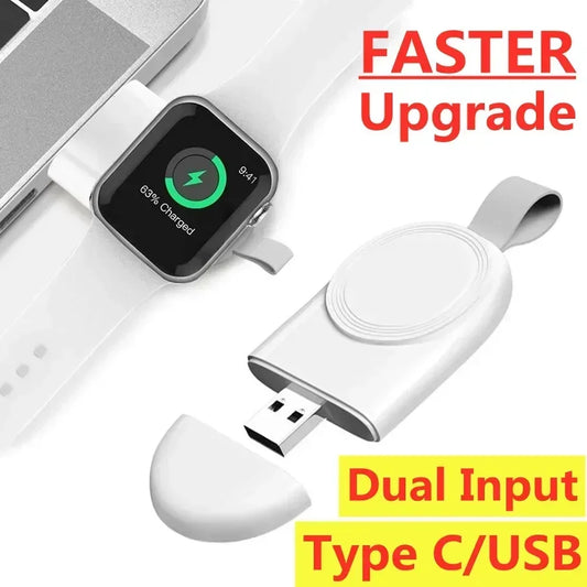 Mini Magnetic Apple Watch Charger - Portable Wireless Charging Dock Cable for Watch Series 8, 7, 6, 5, 4, SE, 3 & 2