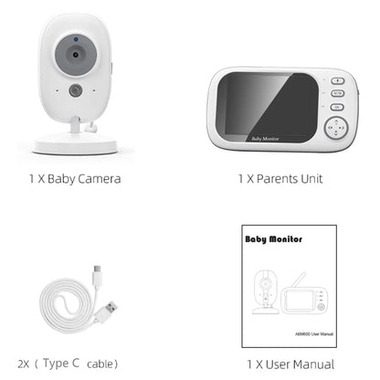 3.5" Video Baby Monitor — Night Vision, 2.4G Two-Way Audio, Temperature Display, Home Security Camera