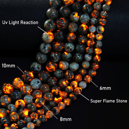 Natural Flame Stone Beads - Yooperlite & Fire Sodalite Loose Spacer Beads for DIY Bracelets and Necklaces