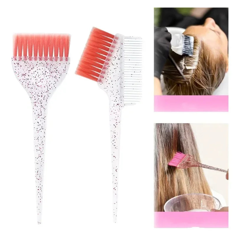 3pcs Hair Coloring Brush Set – Shiny Crystal Mixing Bowl & Easy-Clean Tinting Brushes for Salon & DIY Hairdressing