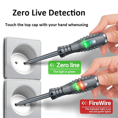 2PCS Electrician Voltage Tester Screwdrivers – 12-220V AC/DC Insulated Word & Cross Tips for Safe Electrical Work