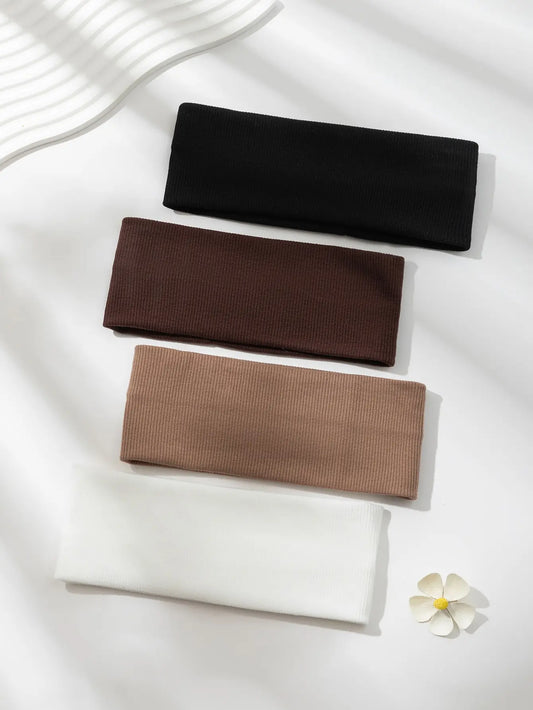 4-Piece Women’s Elastic Headbands - Solid Color Hair Bands for Yoga, Running & Face Washing