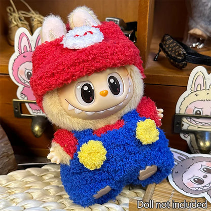 17cm Labubu Doll Clothes — DIY Accessories Heartbeat Long-Eared Furry Rabbit Costume | Cartoon Dress-Up Outfit