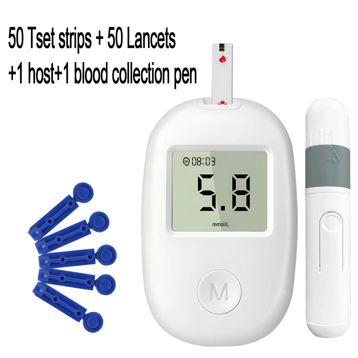 Blood Glucose Meter Kit - Digital Diabetes Monitor with 50 Test Strips and Lancets for Blood Sugar Testing