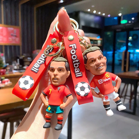 Creative Cartoon CR7 Football Keychain – Cute Cristiano Ronaldo Penalty Kick Bag Charm for Men & Women