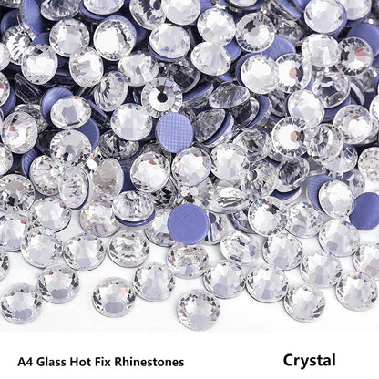 Bobohoo HotFix Crystal Rhinestones SS6-SS30 – Glitter Iron-On Strass Gems for Clothing, Dresses & DIY Crafts