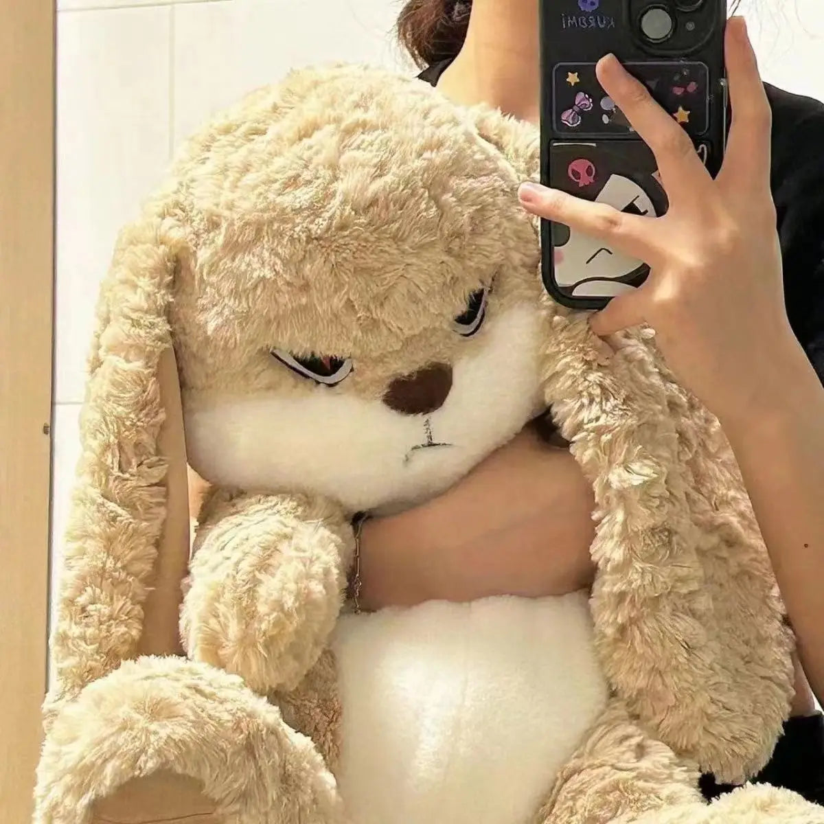 Large Angry Rabbit Plush Toy – Cute Kawaii Stuffed Animal, Soft Doll for Room Decor & Birthday Gift