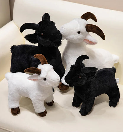 30/40cm Ranch Animal Plush Toy — Soft Lifelike Black & White Goat Simulation Doll, Cute Mountain Animal for Kids, Halloween Gift