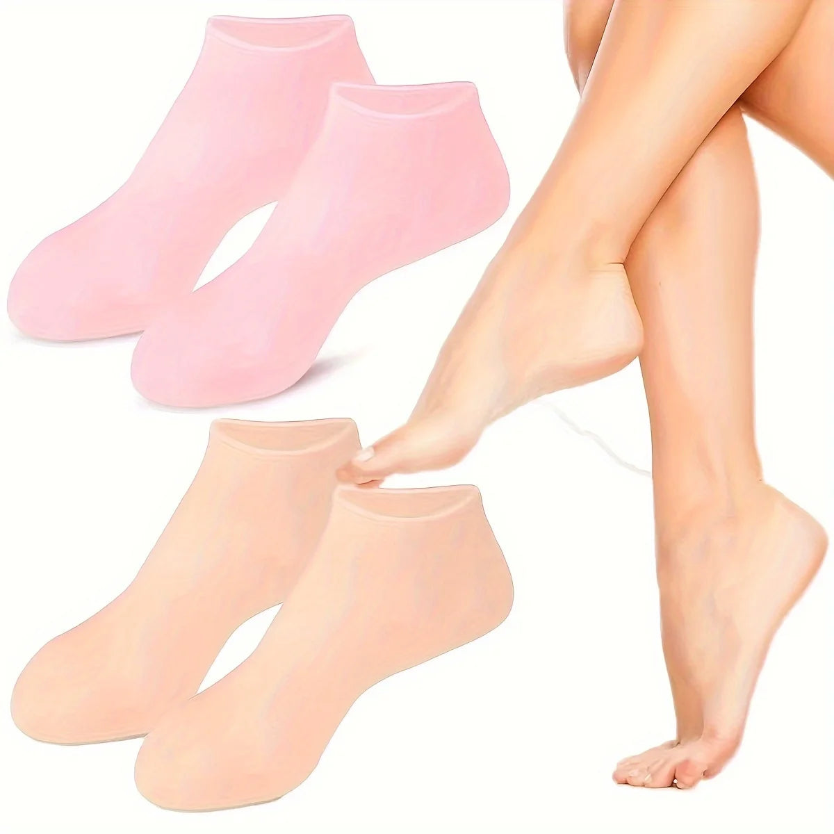 2 Pack Silicone Moisturizing Foot Socks – Gel Socks for Cracked Feet, Foot Spa Treatment & Deep Hydration
