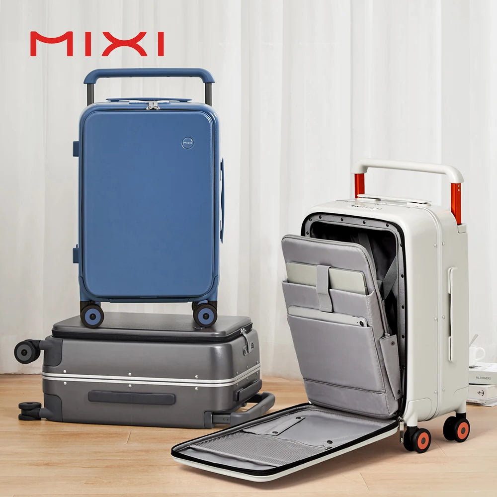 20-Inch Carry-On Suitcase - Wide Handle PC Luggage with Aluminum Frame for Men & Women Travel