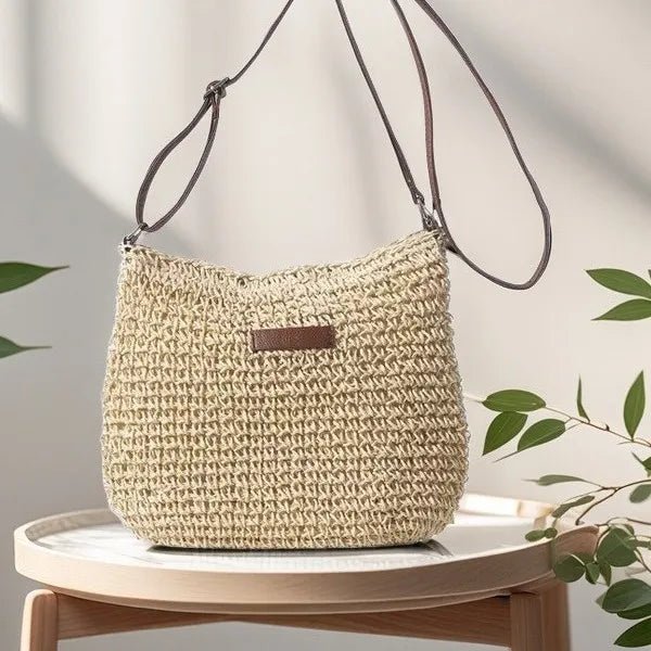 Women’s Straw Woven Crossbody Bag - Fashionable Beach Shoulder Bag for Summer Travel & Casual Style