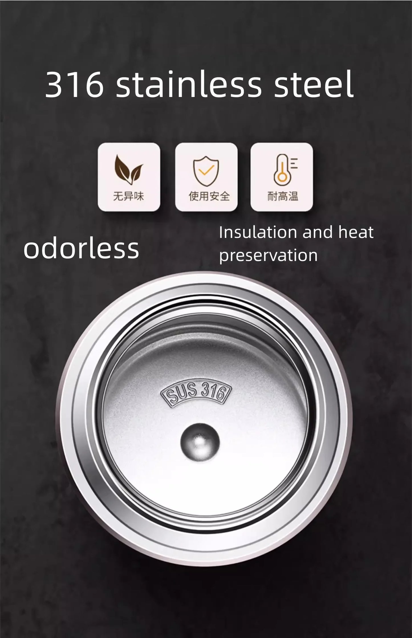 600/800/1000ml Stainless Steel Food Thermos — 316 Vacuum Insulated Lunch Jar with Spoon & Carry Bag for Kids