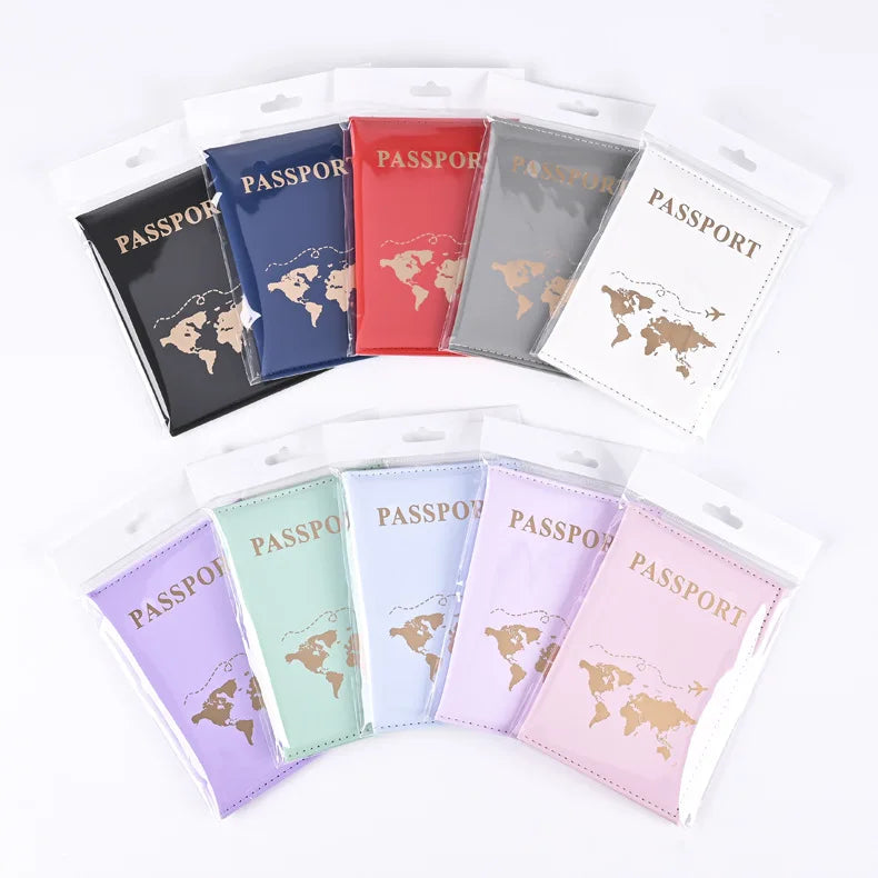 PU Passport Holder with Map Pattern - Ticket and Passport Cover, ID and Credit Card Holder Travel Accessories