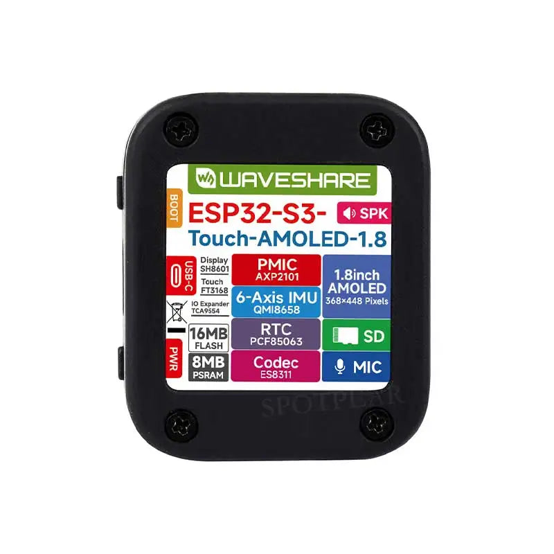ESP32-S3 AMOLED Development Board - 1.8-Inch Touchscreen LVGL AI Voice Programmable Smart Watch