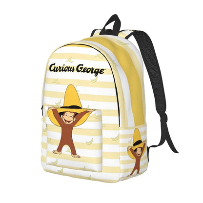 Curious George Cartoon Monkey Backpack - Casual Laptop Shoulder Bag for Students, Work, Travel & Outdoor Use