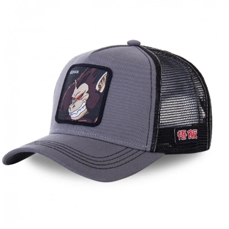 Dragon Ball Son Goku Embroidered Cap - Adjustable Hip Hop Trucker Mesh Sun Visor Hat for Men & Travel