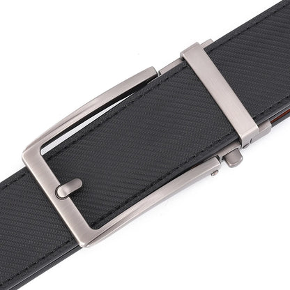 Men’s Luxury Leather Click Belt – Automatic Buckle Designer Waist Strap for Jeans (Blue, 3.5cm)