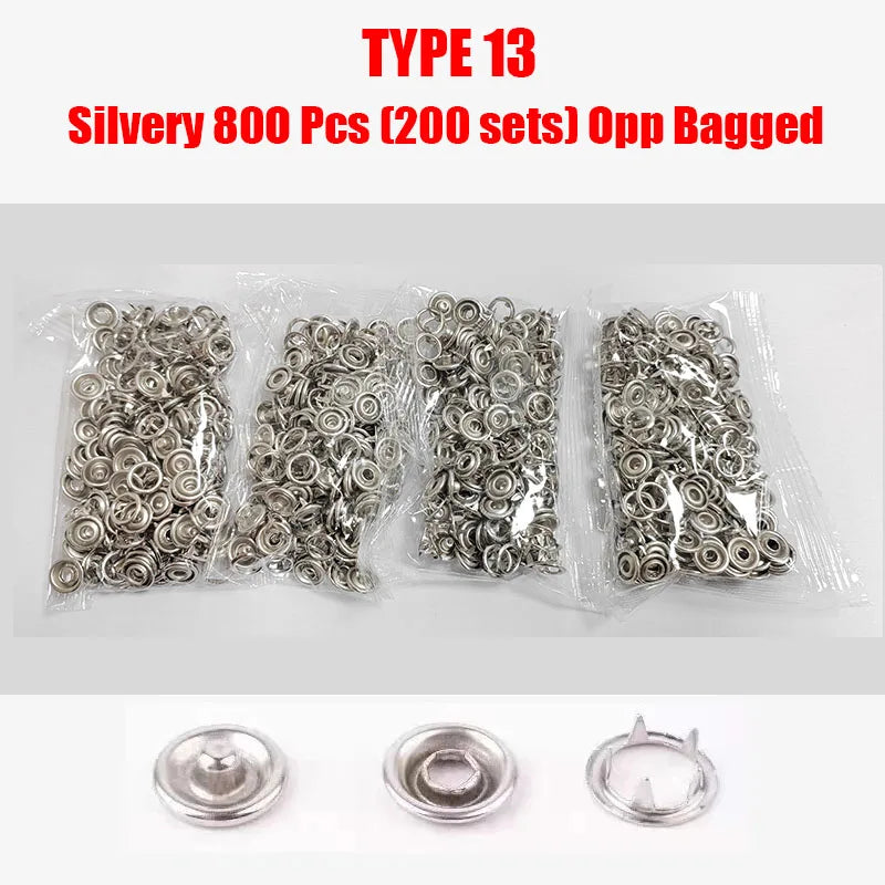 Metal Snap Button Fastener Kit - 50/100PCS Hollow Prong Studs with Pliers Tool for Clothing Sewing Bags & Shoes