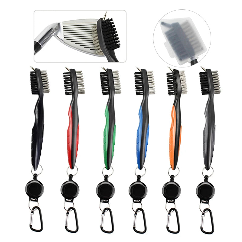 Golf Club Cleaning Brush with Cover – Retractable Carabiner Cleaner, 8 Styles for Outdoor Sports Accessories