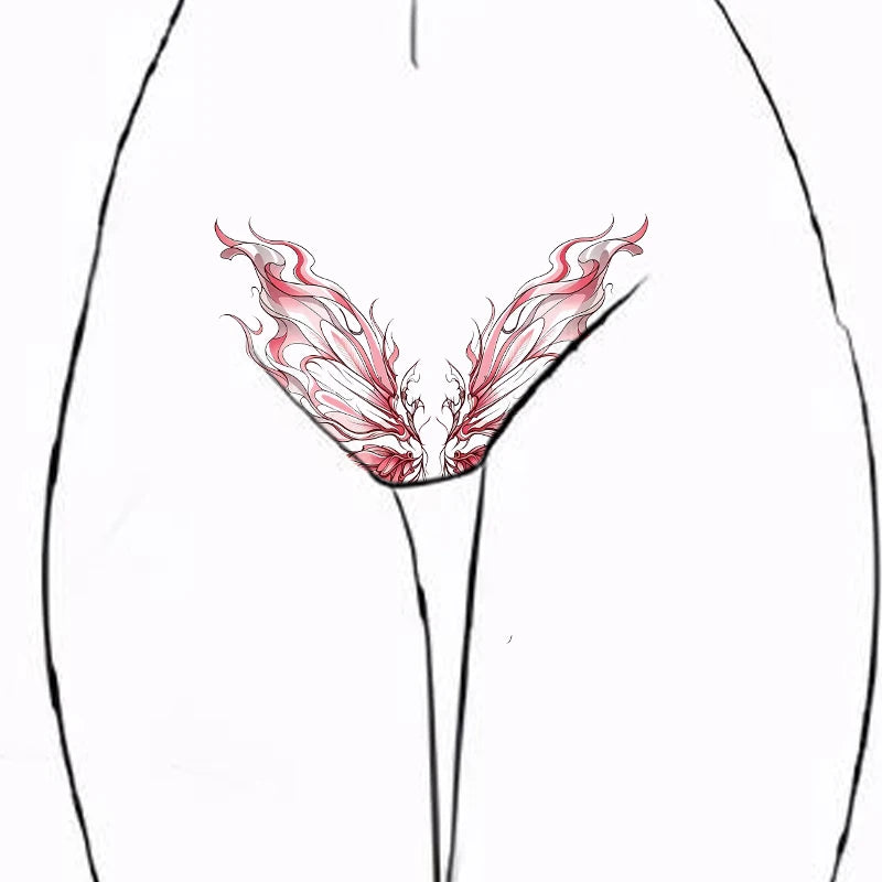 Butterfly Waist Tattoo Sticker - Waterproof Long-Lasting Realistic Temporary Tattoo for Lower Abdomen Design