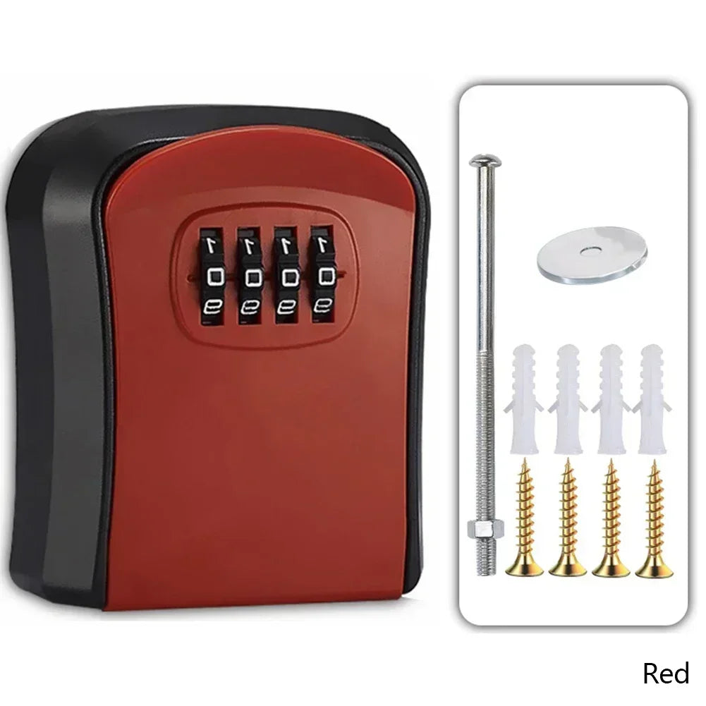 Wall Mount Key Lock Box - Outdoor Combination Lock Key Safe Storage Holder with 5 Key Capacity