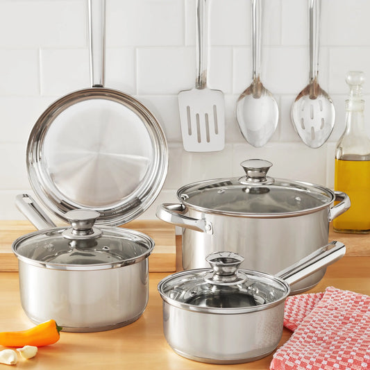 10-Piece Nonstick Stainless Steel Cookware Set – Durable, Stylish Pots & Pans for Everyday Cooking