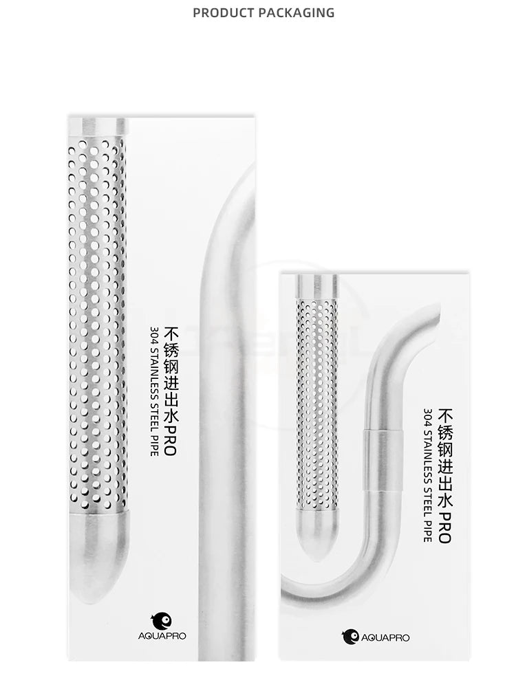 AQUAPRO Mini Stainless Steel Skimmer – Inlet & Outlet Pipes for Aquarium Fish Tanks, Filtro Accessories
