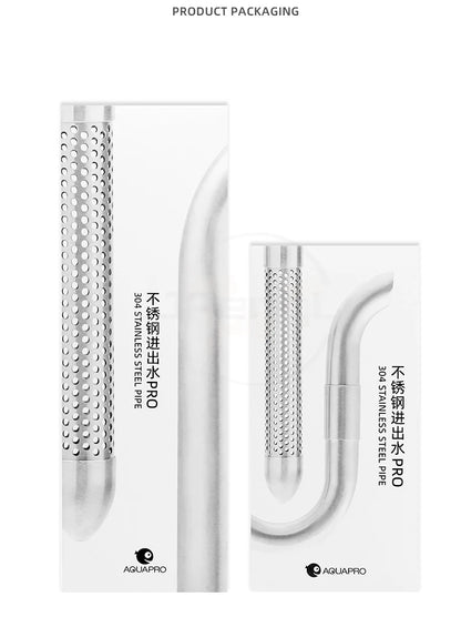 AQUAPRO Mini Stainless Steel Skimmer – Inlet & Outlet Pipes for Aquarium Fish Tanks, Filtro Accessories