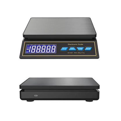 LCD Digital Kitchen Scale 30kg/1g – Rechargeable Stainless Steel Precision Electronic Weighing Scale for Food, Baking & Jewelry