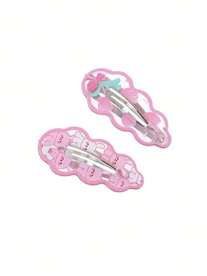 Cute Pink Rabbit Hair Clips - Bangs & Side Hair Clips for Daily Wear, School & Girls' Hair Accessories