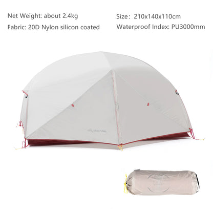 BISINNA 2-Person Ultralight Camping Tent – 20D 380T Nylon, Double Layer Waterproof Backpacking Tent for Hiking & Travel with Free Mat
