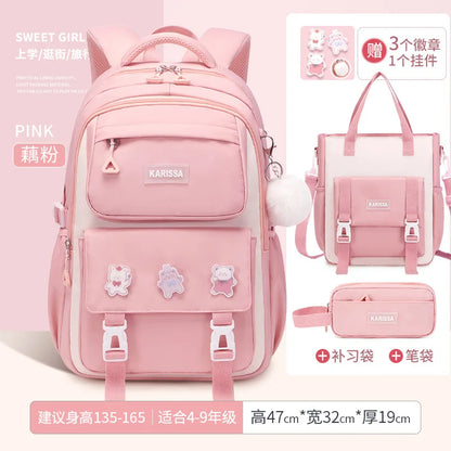 Girls’ School Backpack Set – Kawaii Water-Resistant Bookbags for Elementary Kids, Primary School Bag