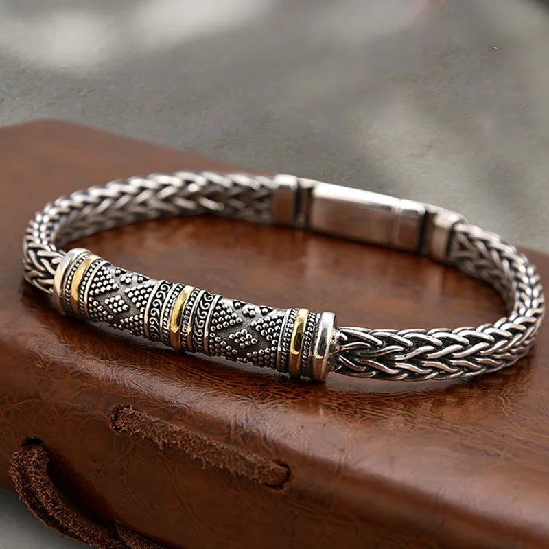 Braided Keel Chain Bracelet - Vintage Hip Hop Link Jewelry Gift for Men & Boyfriends