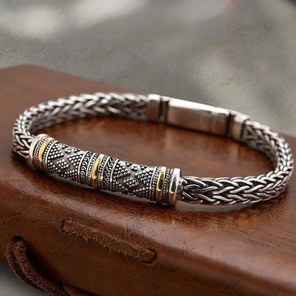 Braided Keel Chain Bracelet - Vintage Hip Hop Link Jewelry Gift for Men & Boyfriends
