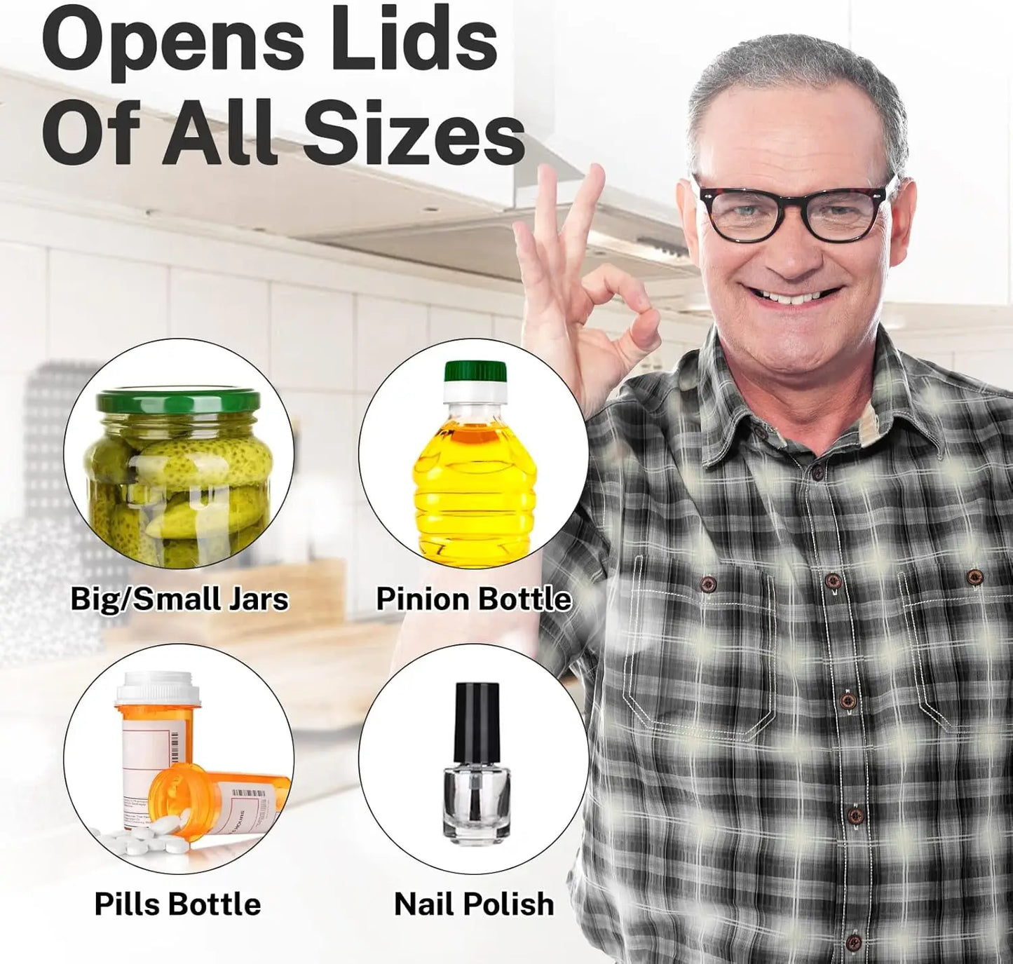 Under Cabinet Jar Opener for Seniors — Easy Can & Jar Opener for Weak Hands & Arthritis Kitchen Aid