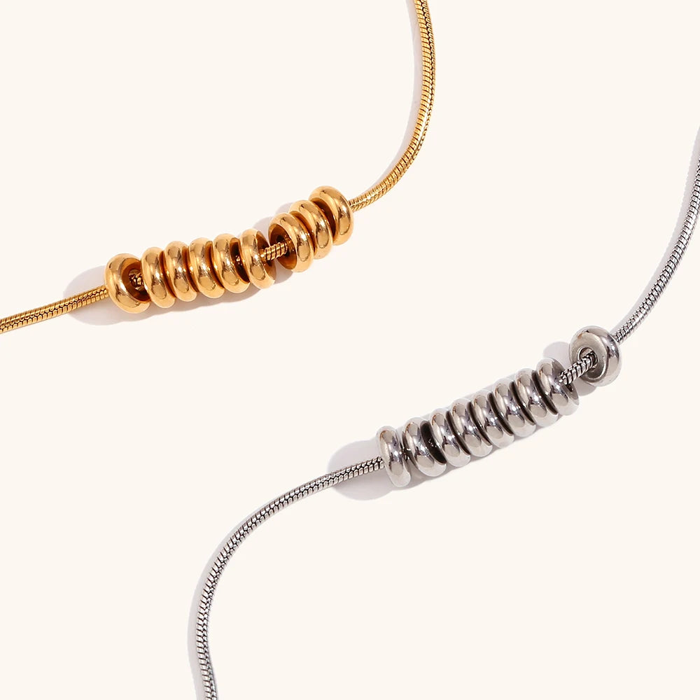 La.Muses Gold & Silver Beans Pendant Necklace – Premium Stainless Steel Fashion Jewelry for Women, Trendy 2024 Design