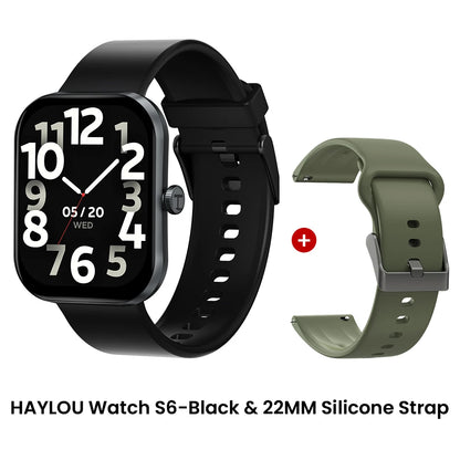 HAYLOU Watch S6 Smartwatch — 2.01" HD Display, Bluetooth Voice Calls, IP68 Waterproof Fitness Tracker