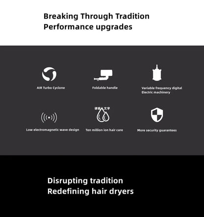 Professional Foldable Hair Dryer with Negative Ions & Blue Light – High Power Salon & Home Use