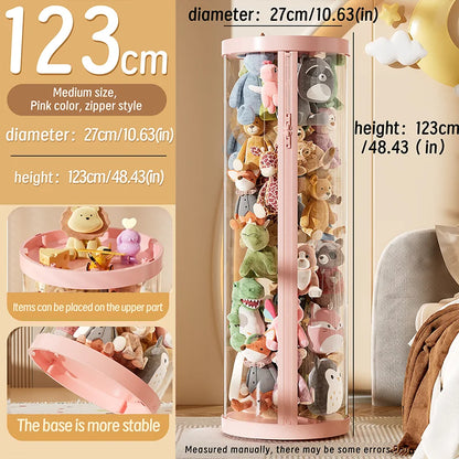 Transparent Doll & Plush Toy Storage Box — DIY Zipper Organizer Tube for Kids’ Toys, Christmas Gift, and Home Use