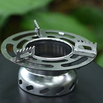 Portable Alcohol Stove Set - Aluminum Burner with Steel Windproof Stand for Camping, Hiking & Backpacking