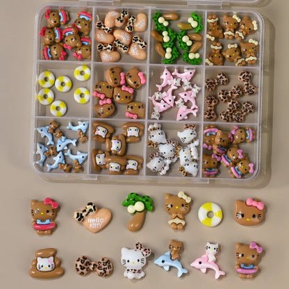 120PCS Sanrio Nail Charms Set - Kuromi, Cinnamoroll, and My Melody Resin Decorations for DIY Manicure Nail Art