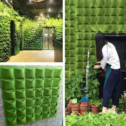 Green Vertical Hanging Garden Planter - Wall Mount Flower Pots Bag for Vertical Gardens