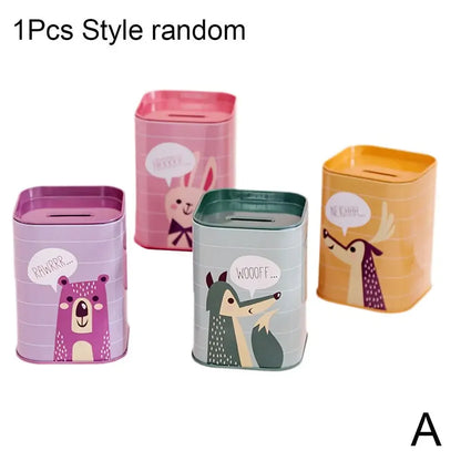 Cartoon Piggy Bank Money Box – Cute Metal Coin Holder, Rectangular Storage Box for Savings and Pens