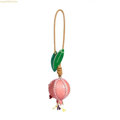76HE Sturdy Leather Pomegranate Pendant – Fashionable Colorful Bag Charm & Keychain, Unique Handmade Accessory for Personalized Style