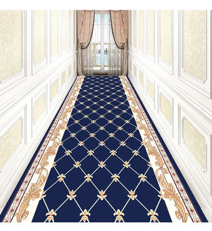 Luxury Classical Corridor Rug — Crystal Velvet Soundproof Washable Carpet for Villa & Hotel Hallway