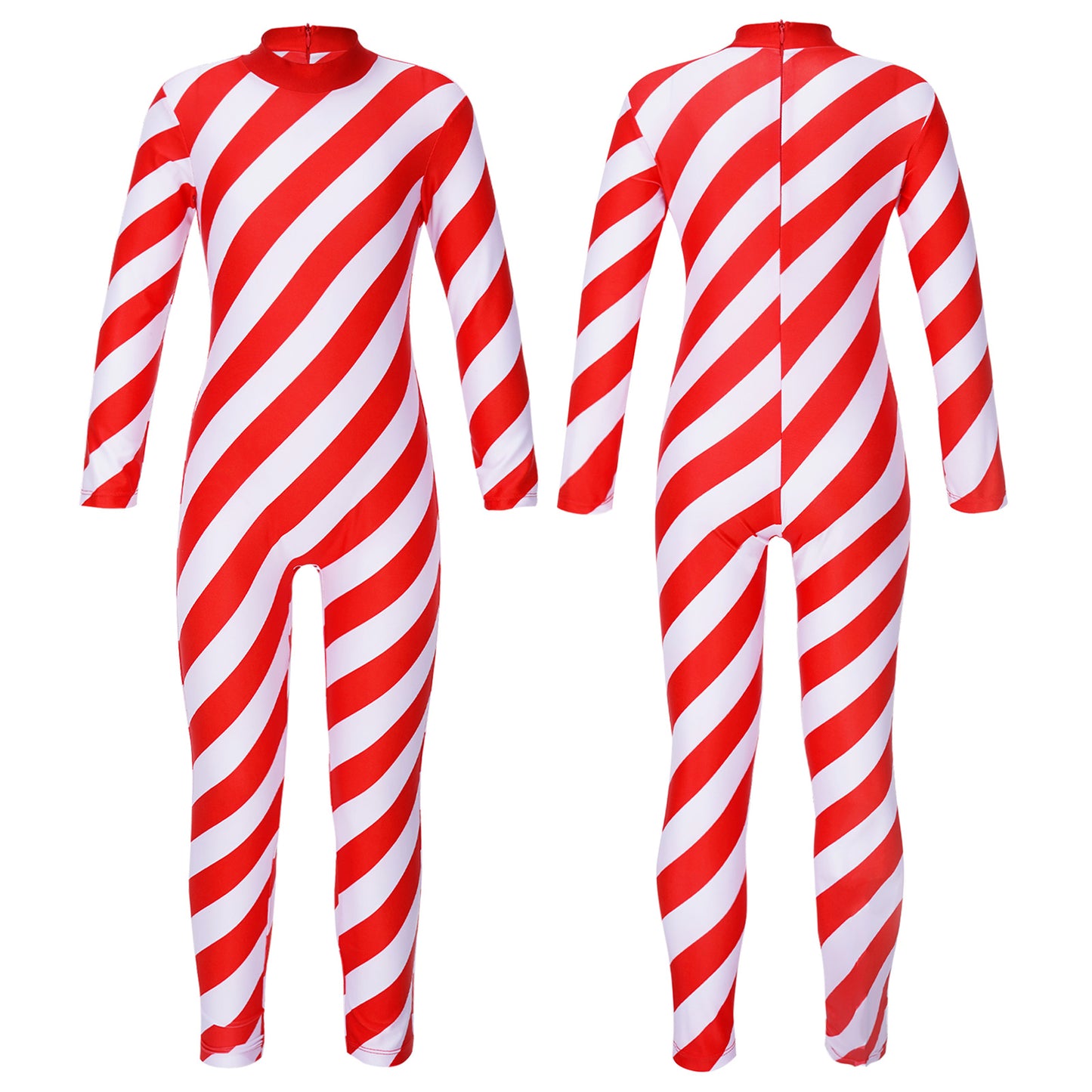Kids Candy Cane Striped Christmas Tutu Leotard — Sequined Santa Bodysuit for Ballet & Gymnastics