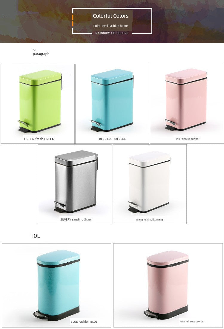 Stainless Steel Pedal Trash Can – Large Home & Living Room Trash Bin with Lid, Nordic Style Bathroom Waste Bin